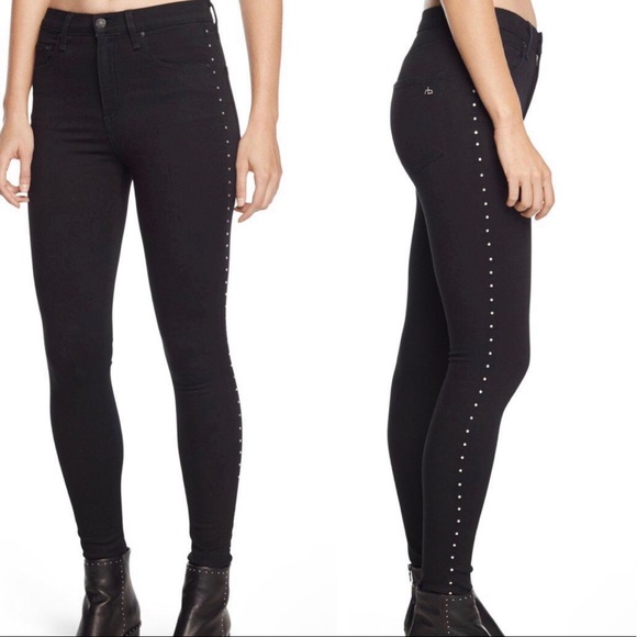 Rag & Bone Dive Studded Black Skinny Jean - Picture 1 of 14